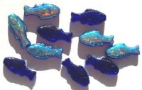 10 25x11mm Transparent Cobalt AB Fish Beads